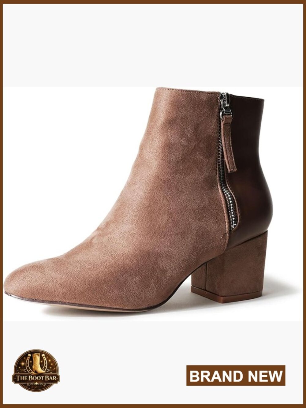 Closed Pointed Toe Low Block Heel Zip Up Ankle Booties
